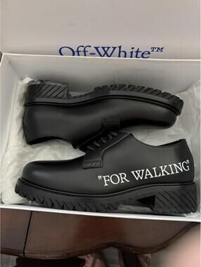 Off-White For Walking Combat Derby Shoes Black White Size 40